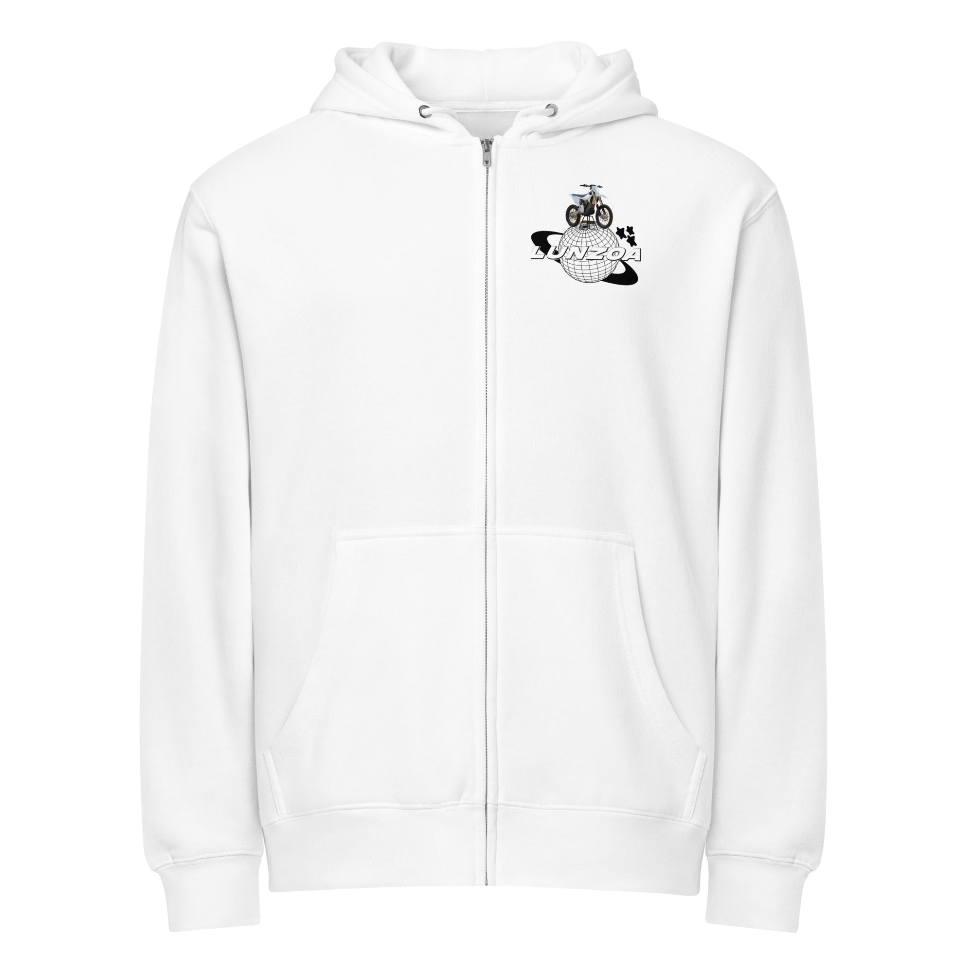 Lunzoa White Varg Zip-Up Hoodie – Clean Modern Style