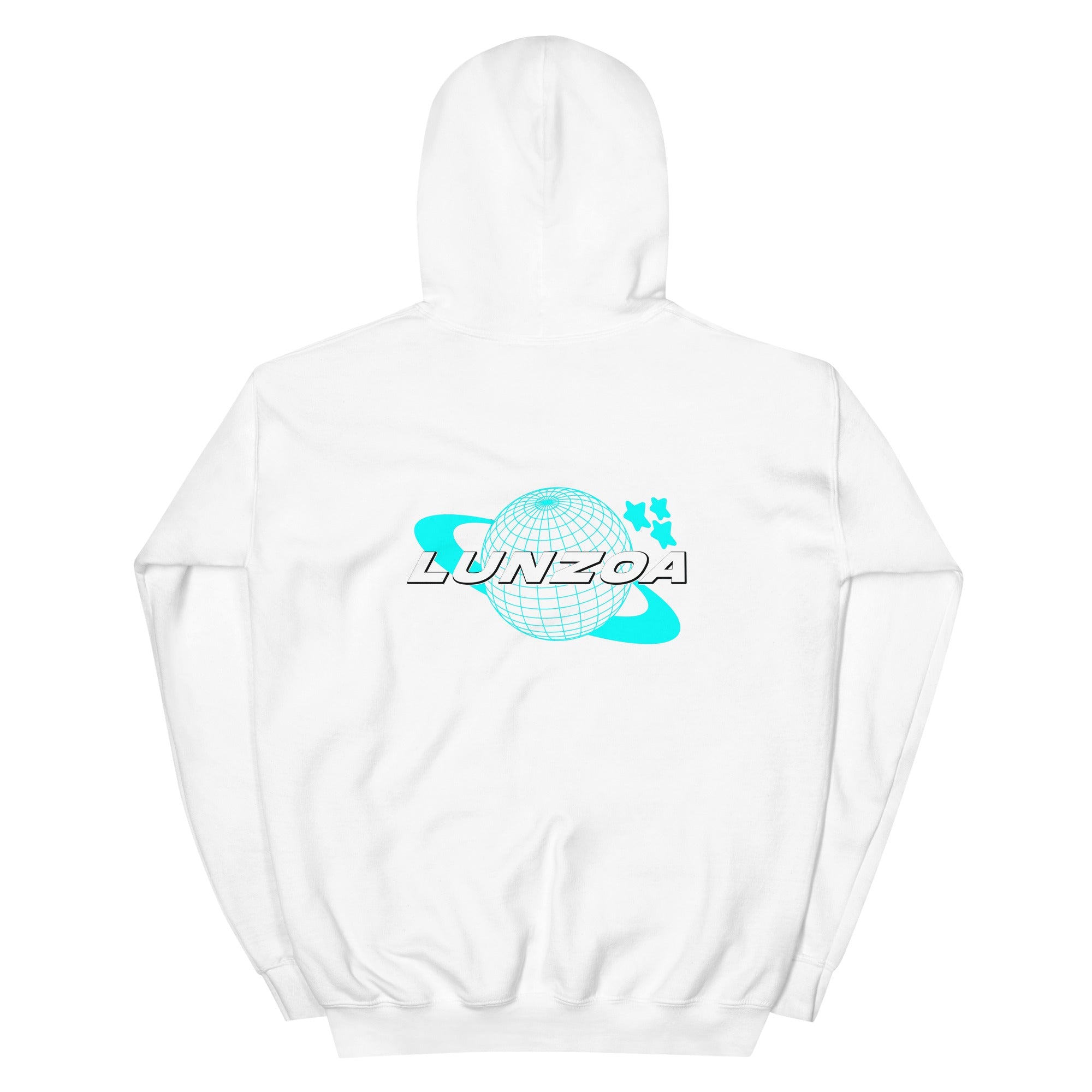 LunzoaDesigns White-Turquoise Hoodie – Modern Fresh Comfort