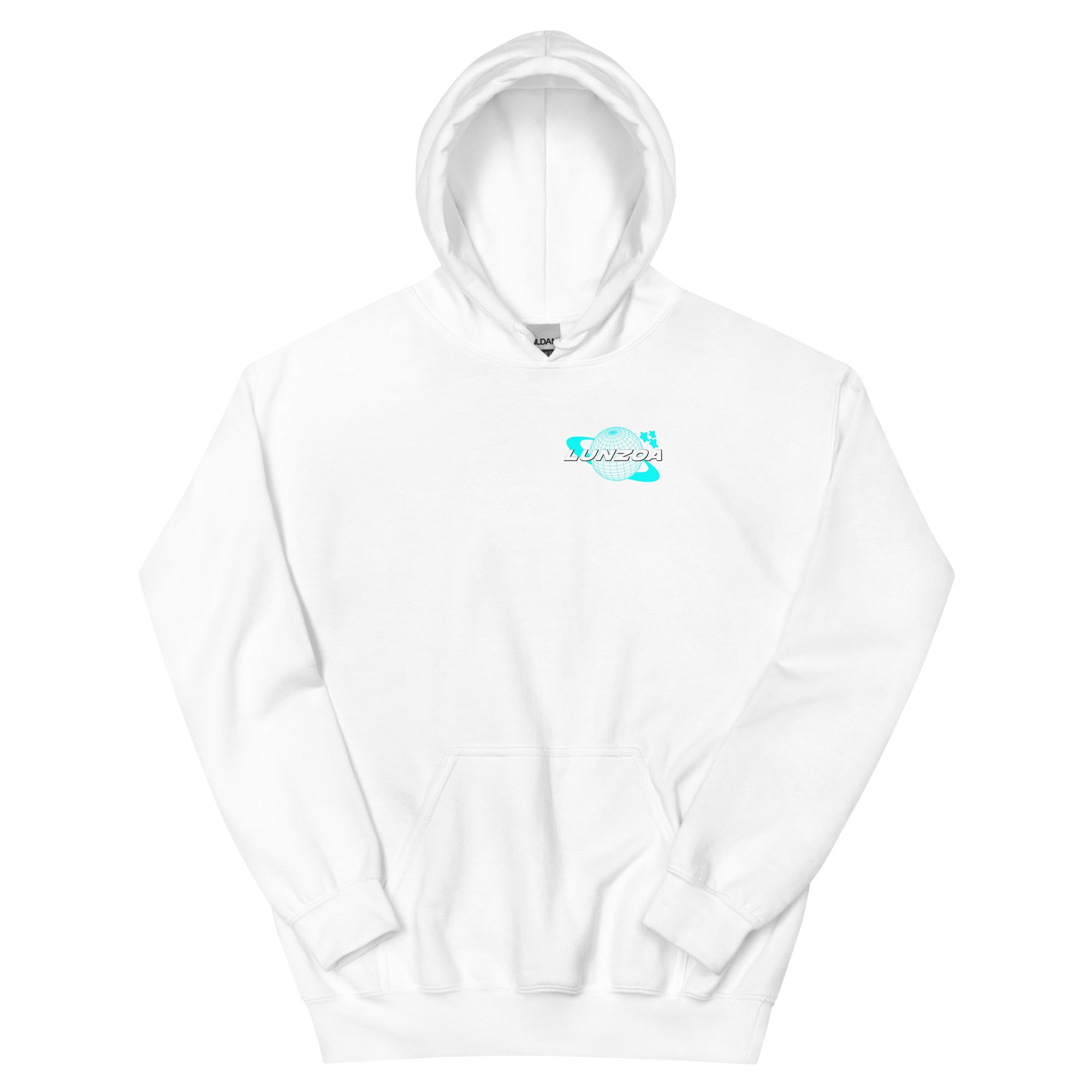 LunzoaDesigns White-Turquoise Hoodie – Modern Fresh Comfort